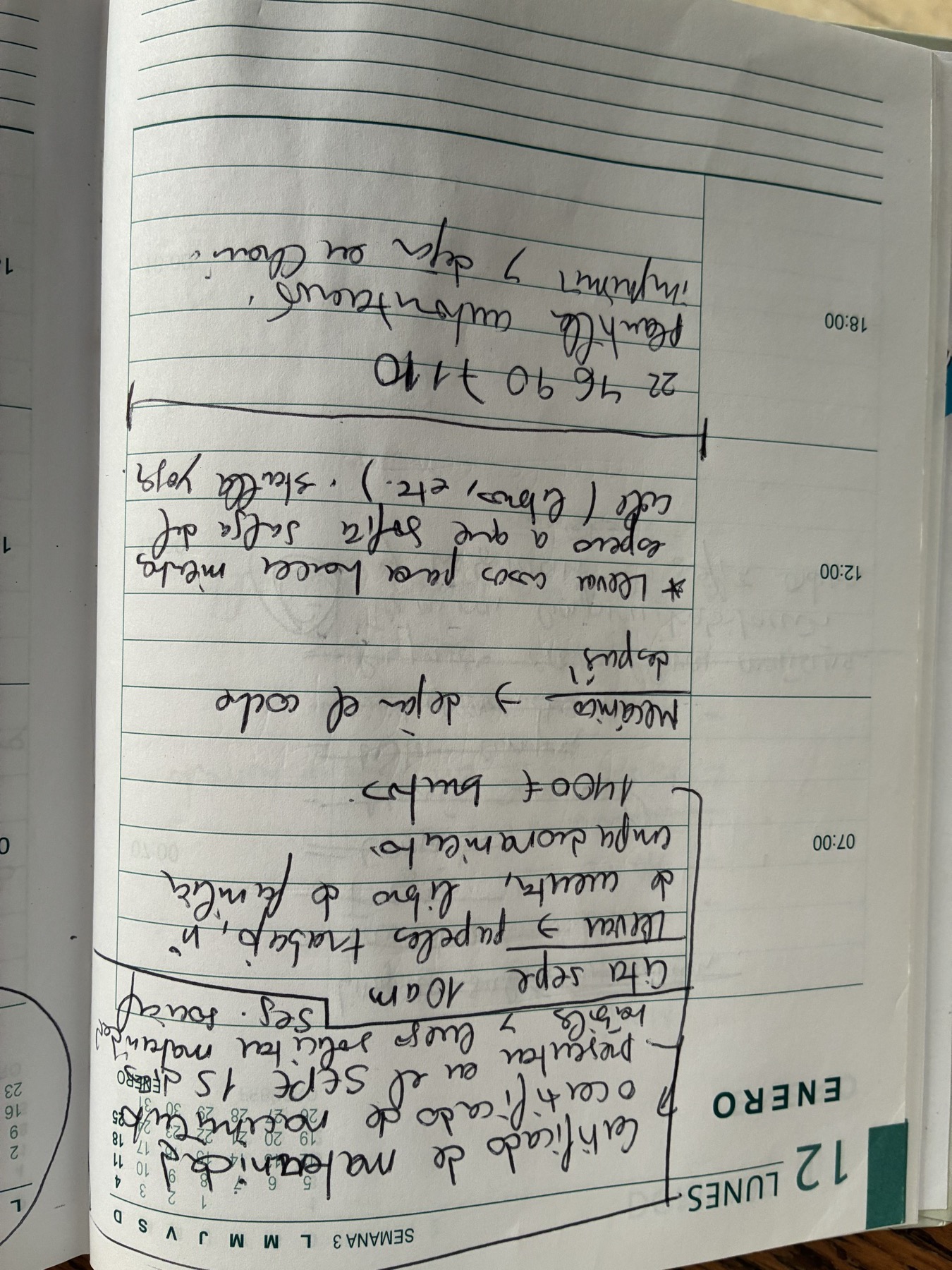 Spanish handwritten diary — SEPE maternity paperwork checklist